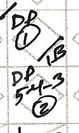 Hand-scored 5-4-3 double play showing both the batter&rsquo;s cell and the runner&rsquo;s cell — scorecard by Rick Moreno