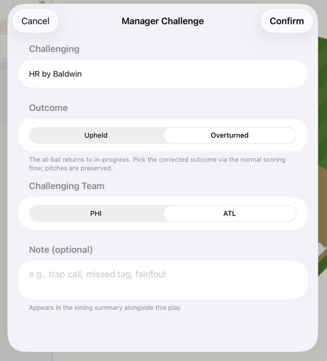 Manager Challenge sheet with “Challenging: HR by Baldwin” header