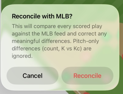 Reconcile confirmation dialog showing number of plays to check